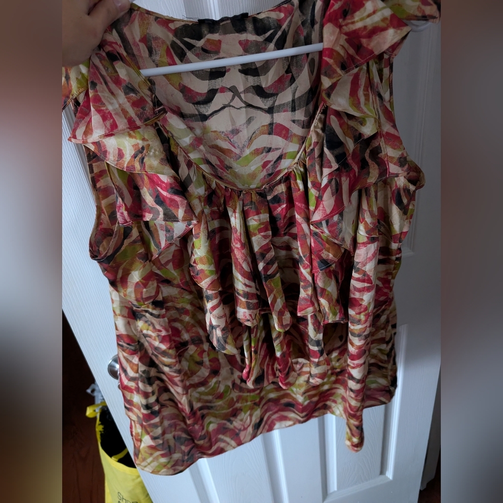 Anne Klein Vibrant Multicolor Ruffle Blouse